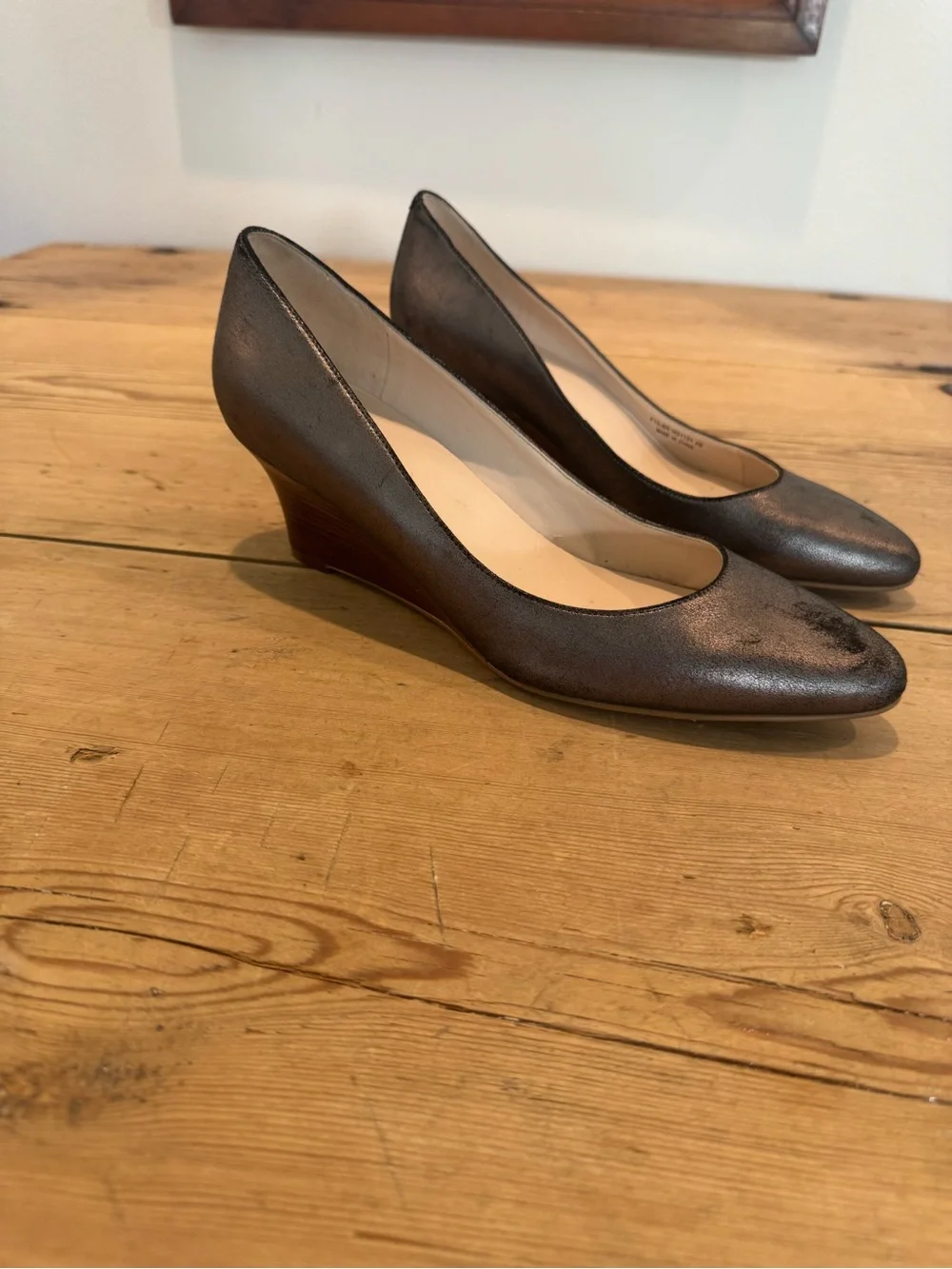 Cole Haan Catalina wedge size 8 Gunmetal pewter silver